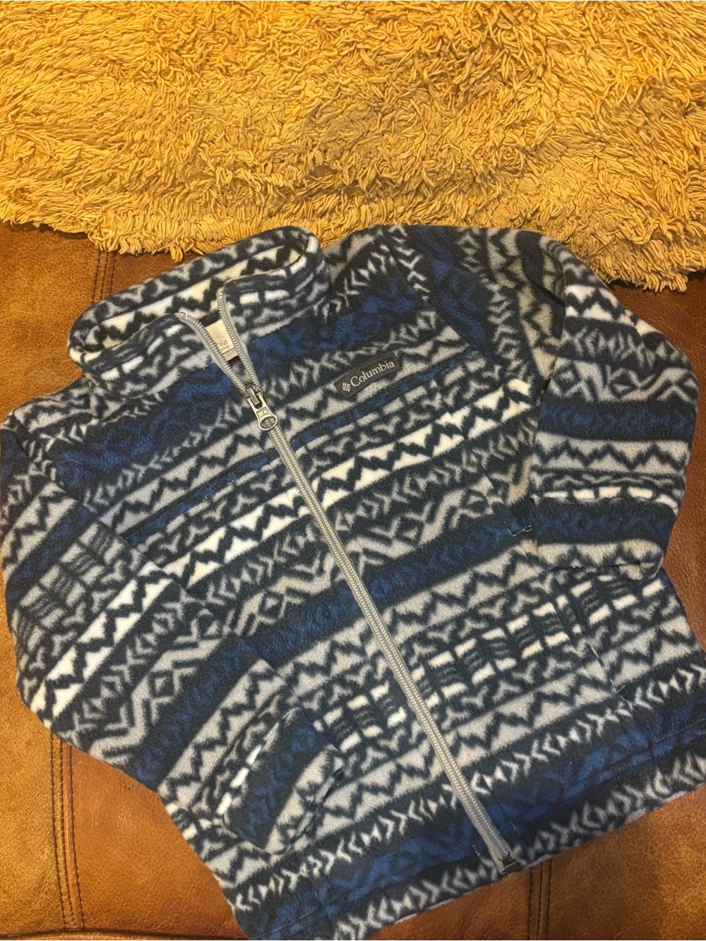 Columbia infant Navy and White Patterned Fleece Zip Jacket
